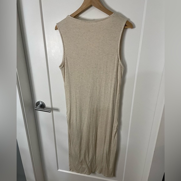 Pinkblush Casual Cream Henley Style Sleeveless Midi length Maternity Dress XL - Picture 2 of 4